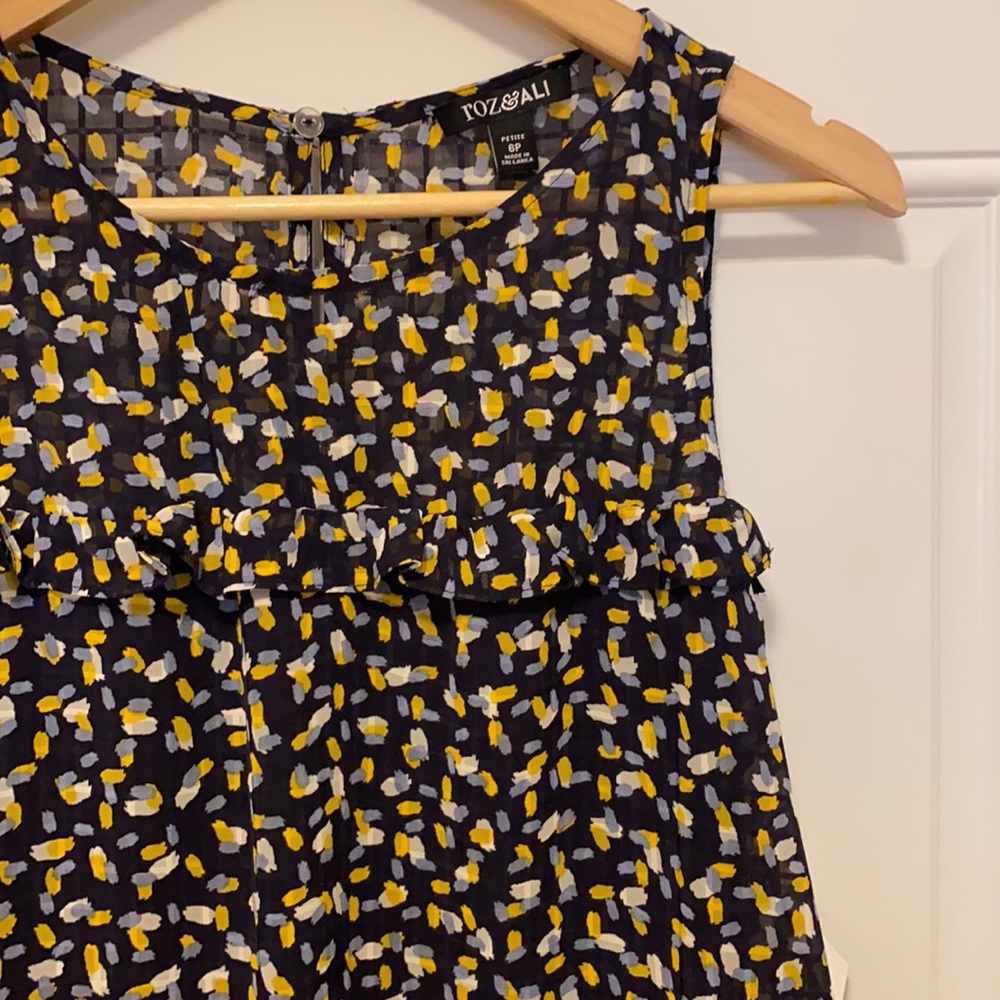 dressbarn Navy Brush-Stroke Tiered Dress NWT 6P